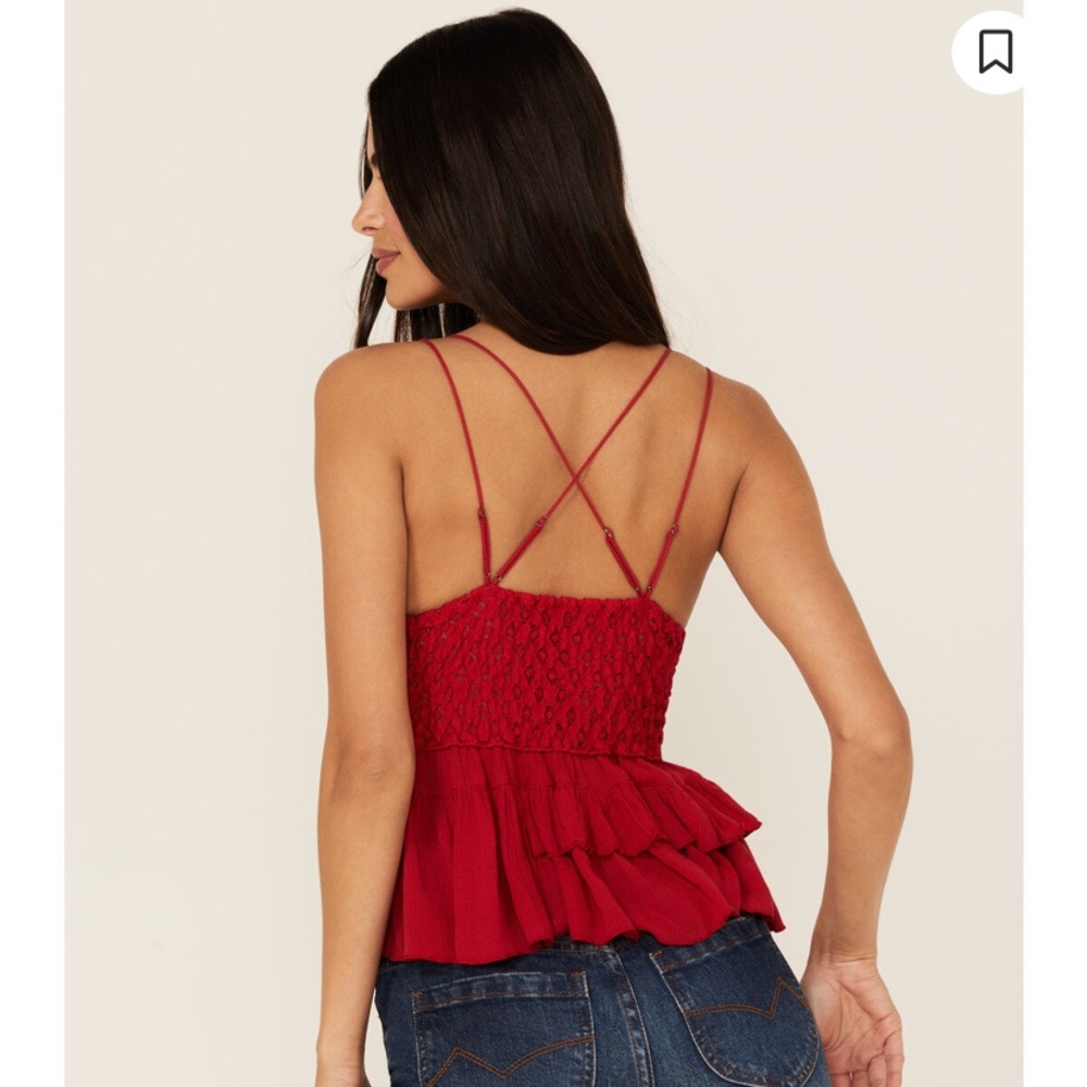 Free People Women’s Adella Cami Lace Ruffled Tank Top - Picture 4 of 7